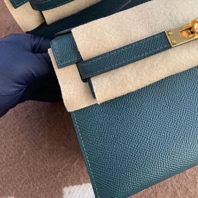KELLY POCHETTE EPSOM LEATHER VERT CYPRESS  WITH GOLD HARDWARE (GHW) - 2