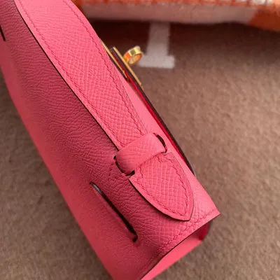 KELLY POCHETTE EPSOM LEATHER ROSE AZALEE WITH GOLD HARDWARE (GHW) - 5