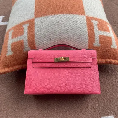 KELLY POCHETTE EPSOM LEATHER ROSE AZALEE WITH GOLD HARDWARE (GHW) - 1