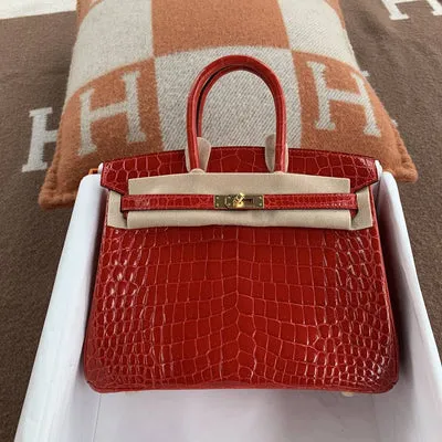 BIRKIN 25 SHINY NILOTICUS CROCODILE LEATHER BRAISE WITH GOLD HARDWARE (GHW) - 1
