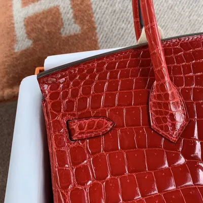 BIRKIN 25 SHINY NILOTICUS CROCODILE LEATHER BRAISE WITH GOLD HARDWARE (GHW) - 3