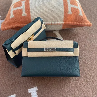 KELLY POCHETTE EPSOM LEATHER VERT CYPRESS  WITH PALLADIUM HARDWARE (PHW) - 1