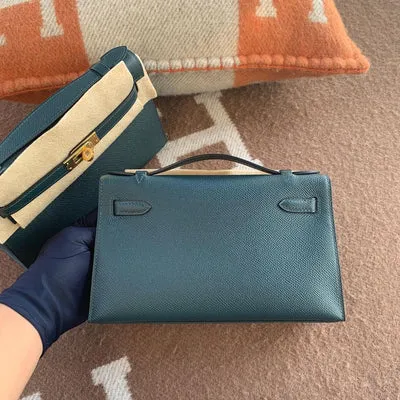 KELLY POCHETTE EPSOM LEATHER VERT CYPRESS  WITH PALLADIUM HARDWARE (PHW) - 2