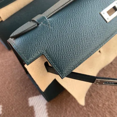 KELLY POCHETTE EPSOM LEATHER VERT CYPRESS  WITH PALLADIUM HARDWARE (PHW) - 3