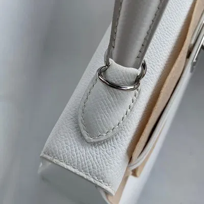 KELLY 25 EPSOM LEATHER BLANC (WHITE) WITH PALLADIUM HARDWARE (PHW) - 5