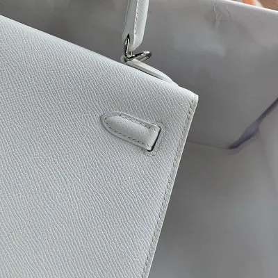 KELLY 25 EPSOM LEATHER BLANC (WHITE) WITH PALLADIUM HARDWARE (PHW) - 6