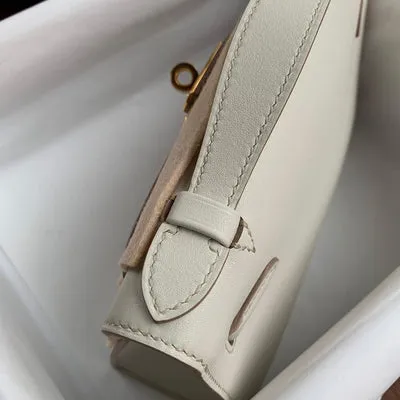 KELLY POCHETTE SWIFT LEATHER PEARL GREY WITH GOLD HARDWARE (GHW) - 3