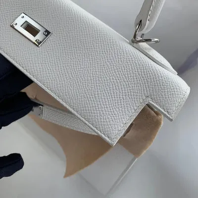 KELLY 25 EPSOM LEATHER BLANC (WHITE) WITH PALLADIUM HARDWARE (PHW) - 4