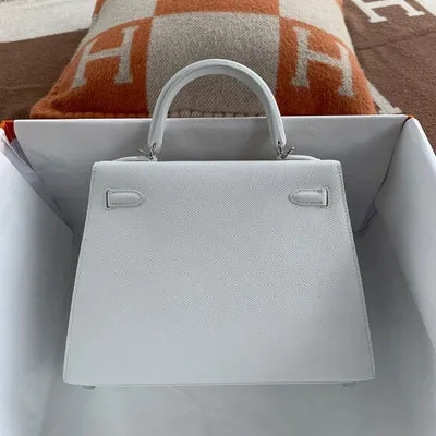 KELLY 25 EPSOM LEATHER BLANC (WHITE) WITH PALLADIUM HARDWARE (PHW) - 2