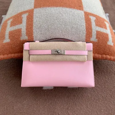 KELLY POCHETTE SWIFT LEATHER ROSE CONFETTI WITH PALLADIUM HARDWARE (PHW) - 1