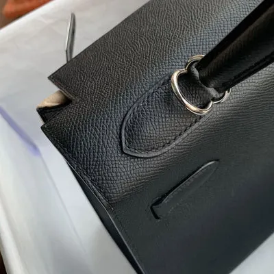 KELLY 32 EPSOM LEATHER NOIR (BLACK) WITH PALLADIUM HARDWARE (PHW) - 4