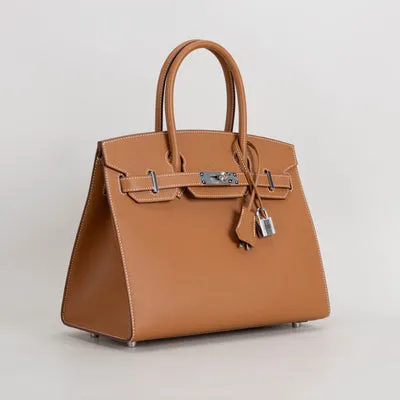 BIRKIN 30 EPSOM LEATHER (SELLIER SHAPE) GOLD WITH PALLADIUM HARDWARE (PHW) - 2