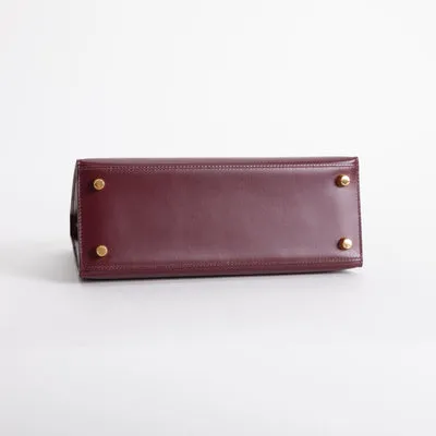 KELLY 25 BOX CALF LEATHER BORDEAUX WITH GOLD HARDWARE (GHW) - 6