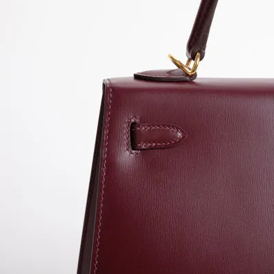 KELLY 25 BOX CALF LEATHER BORDEAUX WITH GOLD HARDWARE (GHW) - 4