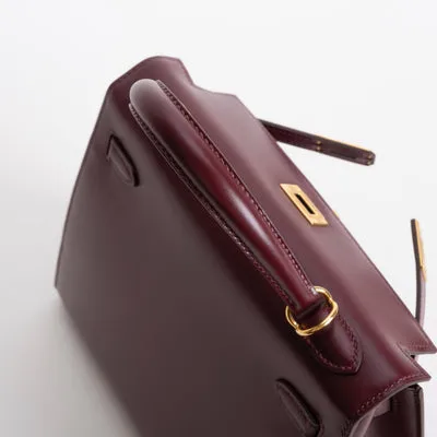 KELLY 25 BOX CALF LEATHER BORDEAUX WITH GOLD HARDWARE (GHW) - 3