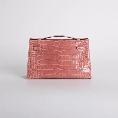 KELLY POCHETTE SHINY MISSISSIPPIENSIS ALLIGATOR LEATHER TERRE CUITE WITH PALLADIUM HARDWARE (PHW) - 2