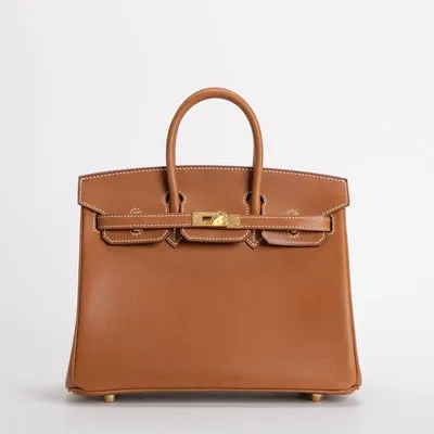 BIRKIN 25 FAUVE BARENIA LEATHER GOLD WITH GOLD HARDWARE (GHW) - 1