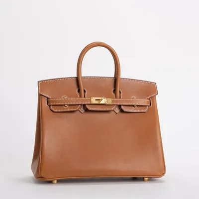 BIRKIN 25 FAUVE BARENIA LEATHER GOLD WITH GOLD HARDWARE (GHW) - 2