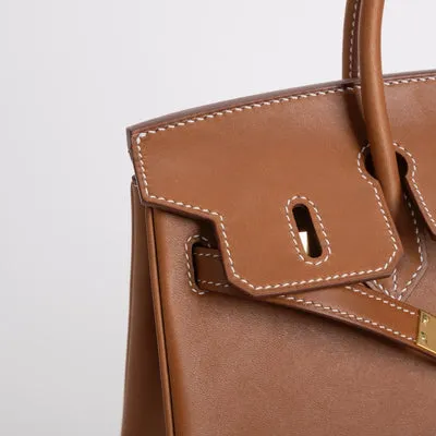 BIRKIN 25 FAUVE BARENIA LEATHER GOLD WITH GOLD HARDWARE (GHW) - 4