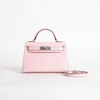 MINI KELLY II (20) CHEVRE LEATHER ROSE SAKURA WITH PALLADIUM HARDWARE (PHW) - 1