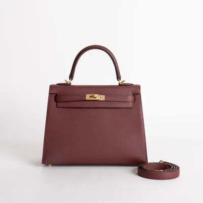 KELLY 25 EPSOM LEATHER ROUGE H WITH GOLD HARDWARE (GHW) - 1