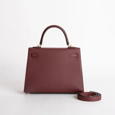 KELLY 25 EPSOM LEATHER ROUGE H WITH GOLD HARDWARE (GHW) - 2