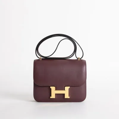 CONSTANCE 18 (MINI) SWIFT LEATHER BORDEAUX WITH GOLD HARDWARE (GHW) - 1