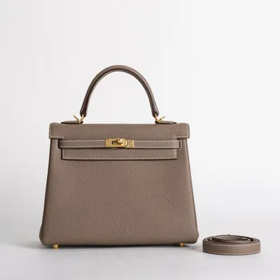 KELLY 25 TOGO LEATHER ETOUPE WITH GOLD HARDWARE (GHW) - 1
