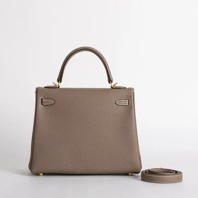 KELLY 25 TOGO LEATHER ETOUPE WITH GOLD HARDWARE (GHW) - 2