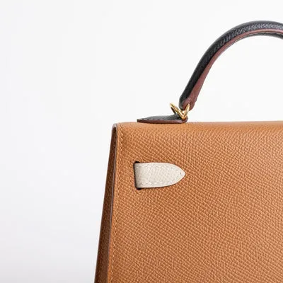 MINI KELLY II (20) EPSOM LEATHER HORSESHOE STAMP (HSS) GOLD & CRAIE & NOIR (BLACK) WITH GOLD HARDWARE (GHW) - 4