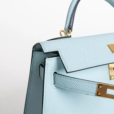 MINI KELLY II (20) EPSOM LEATHER BLEU ZEPHYR WITH GOLD HARDWARE (GHW) - 4