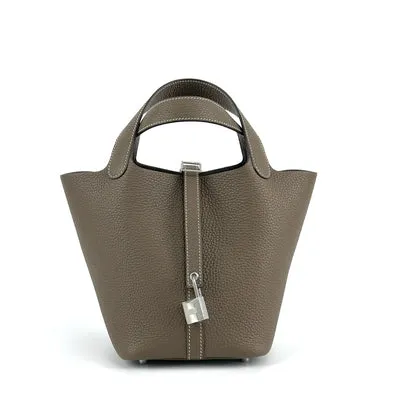 PICOTIN 18 LOCK CLEMENCE LEATHER ETOUPE WITH PALLADIUM HARDWARE (PHW) - 1