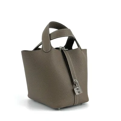 PICOTIN 18 LOCK CLEMENCE LEATHER ETOUPE WITH PALLADIUM HARDWARE (PHW) - 2