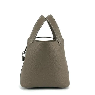 PICOTIN 18 LOCK CLEMENCE LEATHER ETOUPE WITH PALLADIUM HARDWARE (PHW) - 3