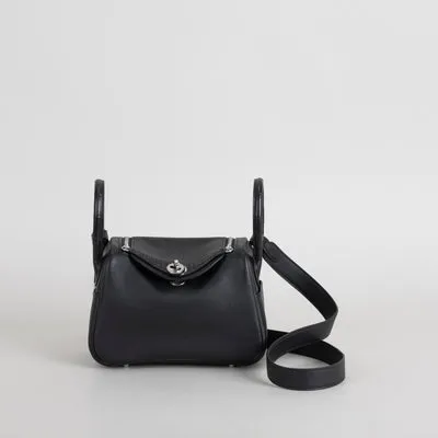 MINI LINDY 20 TOUCH SWIFT LEATHER & MISSISSIPPIENSIS ALLIGATOR (MATTE) NOIR (BLACK) WITH PALLADIUM HARDWARE (PHW) - 1