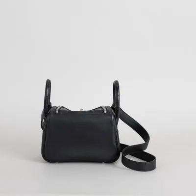 MINI LINDY 20 TOUCH SWIFT LEATHER & MISSISSIPPIENSIS ALLIGATOR (MATTE) NOIR (BLACK) WITH PALLADIUM HARDWARE (PHW) - 3