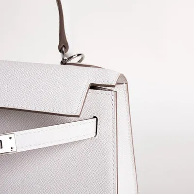 KELLY 25 EPSOM LEATHER GRIS PALE WITH PALLADIUM HARDWARE (PHW) - 4