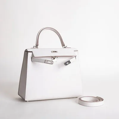 KELLY 25 EPSOM LEATHER GRIS PALE WITH PALLADIUM HARDWARE (PHW) - 2