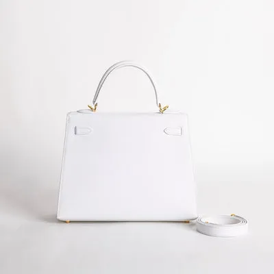 KELLY 25 EPSOM LEATHER WHITE WITH GOLD HARDWARE (GHW) - 3