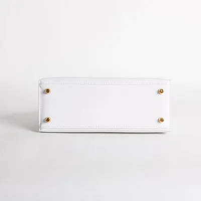 KELLY 25 EPSOM LEATHER WHITE WITH GOLD HARDWARE (GHW) - 6