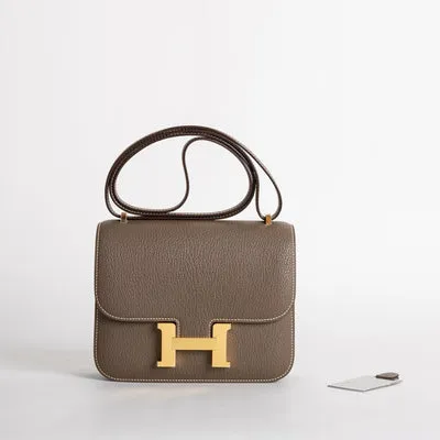 CONSTANCE 18 (MINI) CHEVRE LEATHER ETOUPE WITH GOLD HARDWARE (GHW) - 1