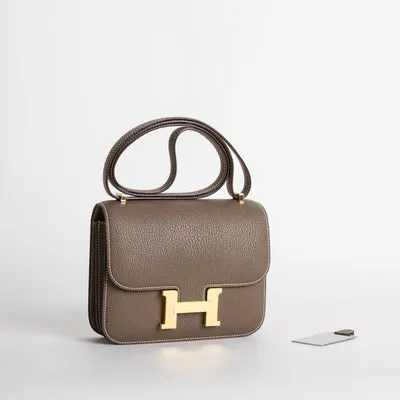 CONSTANCE 18 (MINI) CHEVRE LEATHER ETOUPE WITH GOLD HARDWARE (GHW) - 2
