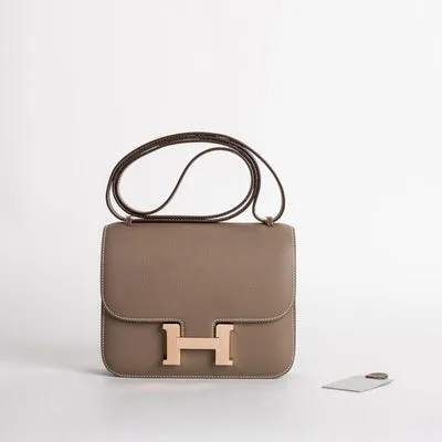 CONSTANCE 18 (MINI) EPSOM LEATHER ETOUPE WITH ROSE GOLD HARDWARE (RGHW) - 1