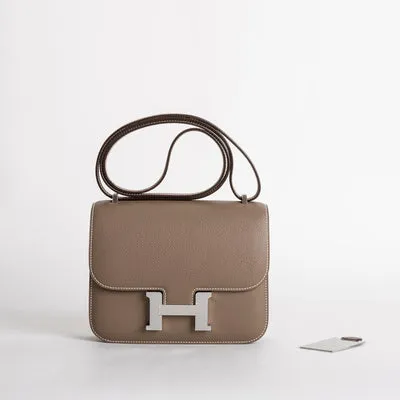 CONSTANCE 18 (MINI) EPSOM LEATHER ETOUPE WITH PALLADIUM HARDWARE (PHW) - 1