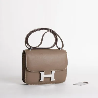 CONSTANCE 18 (MINI) EPSOM LEATHER ETOUPE WITH PALLADIUM HARDWARE (PHW) - 2