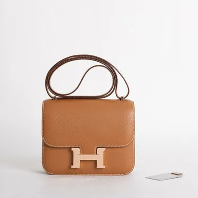 CONSTANCE 18 (MINI) EPSOM LEATHER GOLD WITH ROSE GOLD HARDWARE (RGHW) - 1