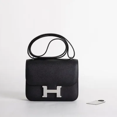 CONSTANCE 18 (MINI) EPSOM LEATHER NOIR (BLACK) WITH PALLADIUM HARDWARE (PHW) - 1