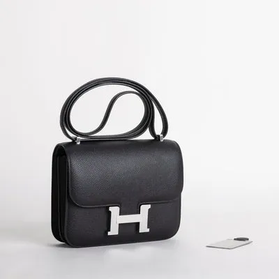 CONSTANCE 18 (MINI) EPSOM LEATHER NOIR (BLACK) WITH PALLADIUM HARDWARE (PHW) - 3