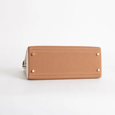 KELLY 32 TOGO LEATHER HORSESHOE STAMP (HSS) BI-COLOR GOLD & CRAIE WITH GOLD HARDWARE (GHW) - 7