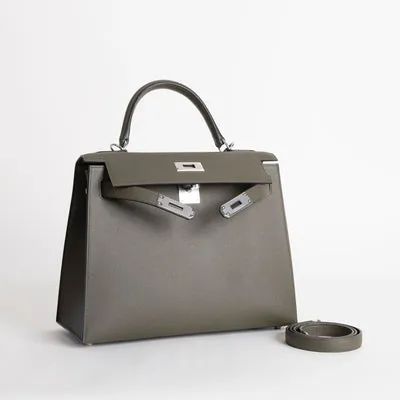 KELLY 28 EPSOM LEATHER VERT DE GRIS WITH PALLADIUM HARDWARE (PHW) - 3